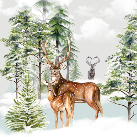 Kerstkaart met rendieren bos