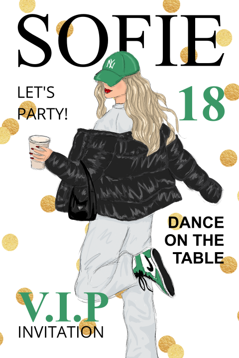Uitnodiging verjaardagsfeest 18 jaar magazine cover hip