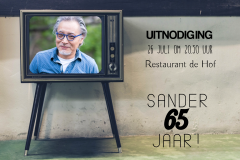 Uitnodiging verjaardag man retro 65 jaar oude televisie