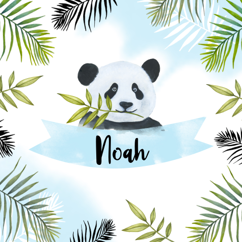 Geboortekaartje jongen met panda aquarel