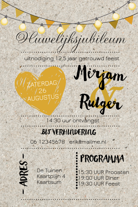 Uitnodiging voor een jubileum op karton-look