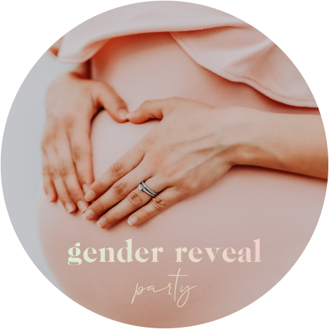 Ronde uitnodiging gender reveal met foto