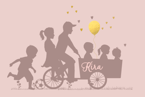 4de kindje geboortekaartje met bakfiets