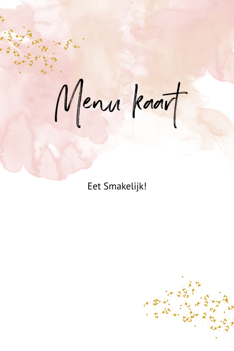 Menukaart waterverf roze en oud glitter