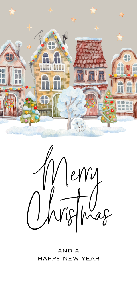 Verhuis en kerstkaart samen met huisjes