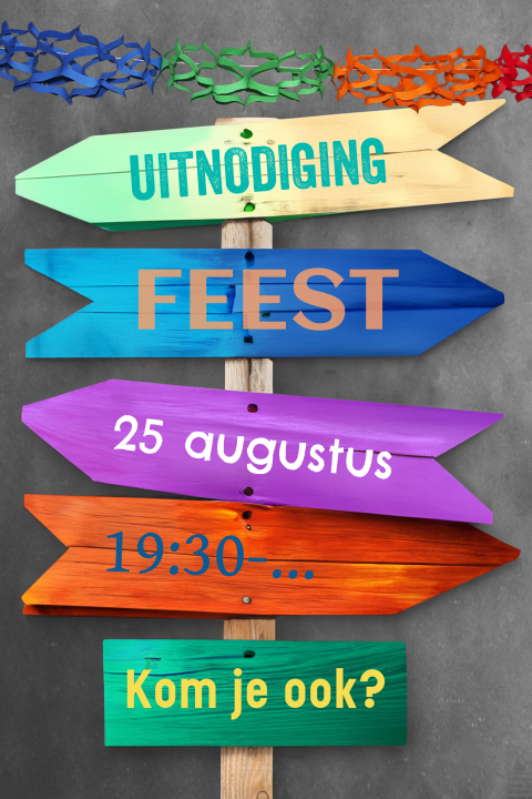 Uitnodiging verjaardag of feestje met wegwijzer bord kleur