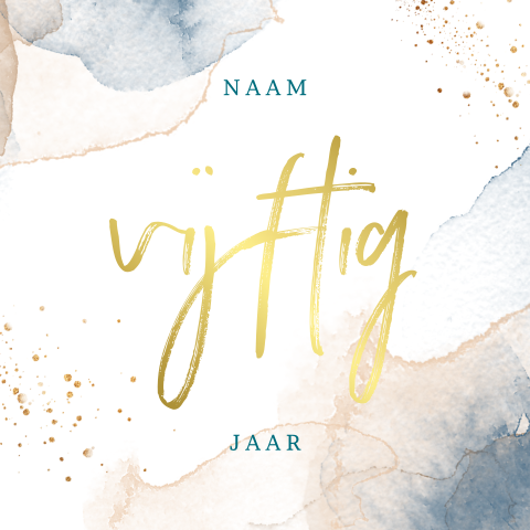Uitnodiging voor een 50e verjaardag modern met waterverf