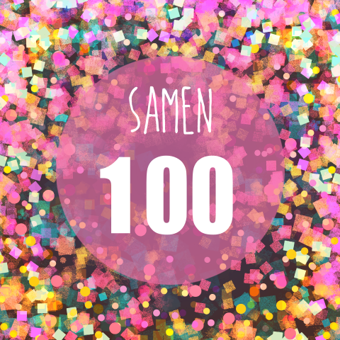 Uitnodiging samen 100 met confetti