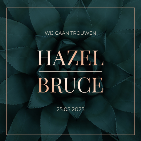 Trouwkaart voor een bruiloft met foto vetplant
