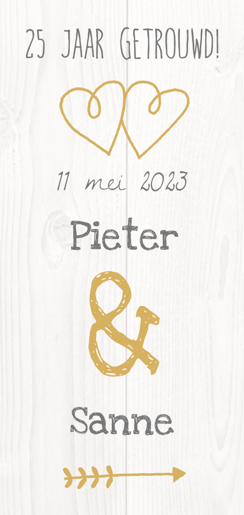 Jubileumkaart 25 jaar typografie op hout