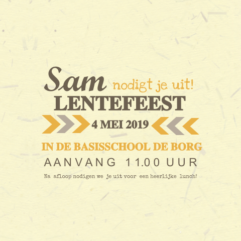 Lentefeest uitnodiging jongen typografie