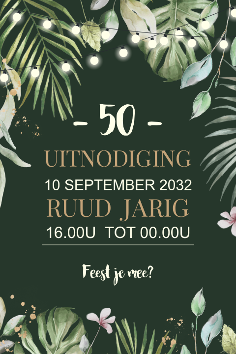 Uitnodiging verjaardag priklampjes met takjes