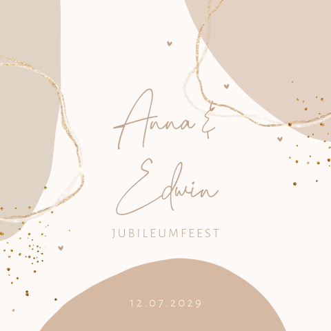 Uitnodiging jubileum goudlook glitters met vlakken