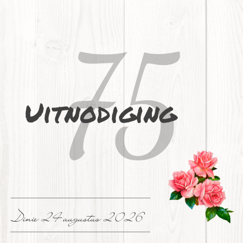 Verjaardag uitnodiging vrouw hout 75 jaar