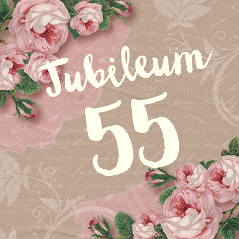 Jubileum uitnodiging 55 jaar getrouwd  vintage kraft rozen