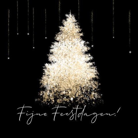 Zakelijke kerstkaart kerstboom goud look en sterren