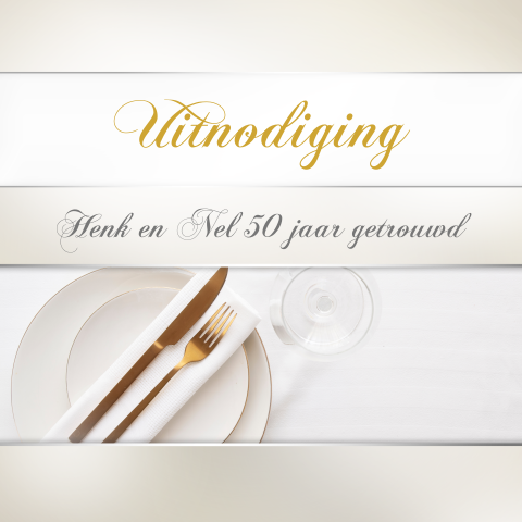 Klassieke uitnodiging jubileum 50 jaar getrouwd etentje