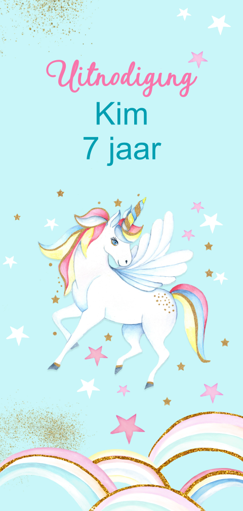 Uitnodiging kinderfeestje unicorn