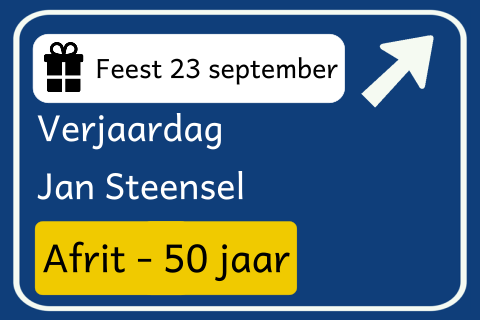 Uitnodiging verjaardag 50 verkeersbord blauw