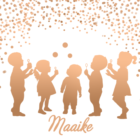 Vijfde kindje geboortekaartje meisje met gezin