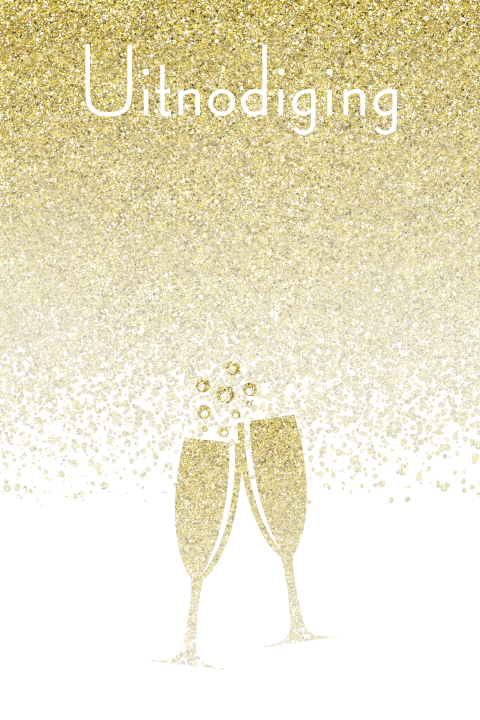 Uitnodiging diner borrel met champagne glazen