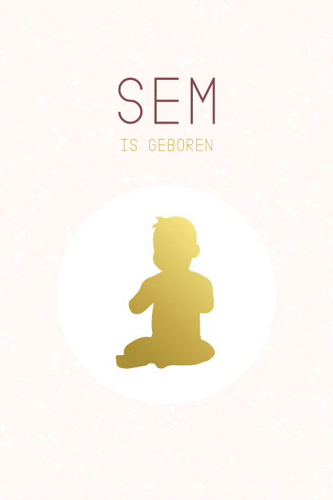 Geboortekaartje met silhouet van een baby in foliedruk