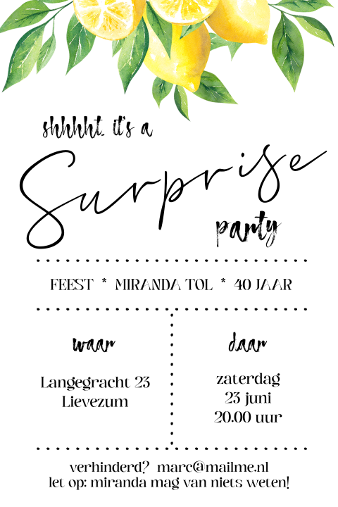 Uitnodiging surpriseparty zomers