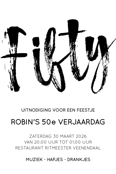Handgeschreven uitnodiging verjaardag 50 jaar