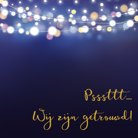 Trouwkaart blauw wij zijn getrouwd