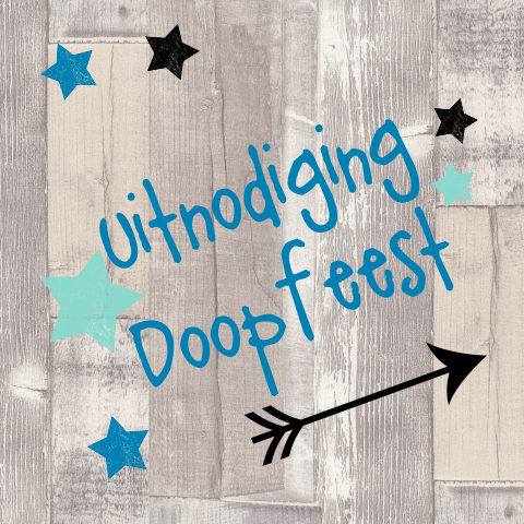 Uitnodiging Doopfeest  jongen sterren en hout