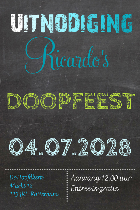 Hippe doop feest uitnodiging met frisse kleuren