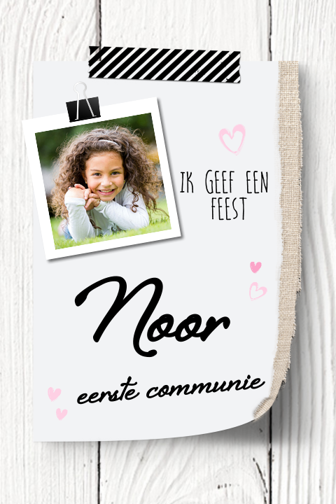 Communie feestje uitnodiging foto hout patroon