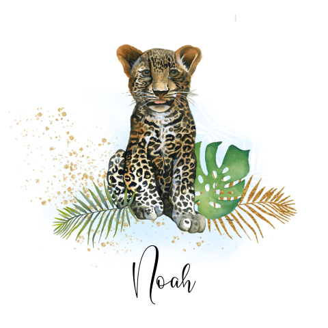 Geboortekaartje voor een jongen met panter welpje