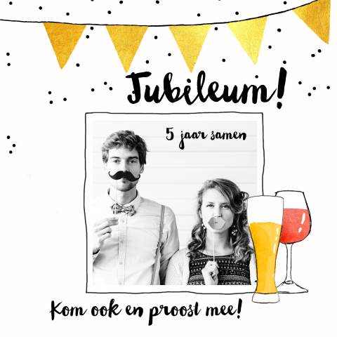 Leuke uitnodiging jubileum feest 5 jaar getrouwd