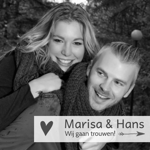 Foto trouwkaart met hartje en pijltje zwart-wit 