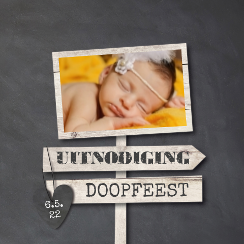 Hippe uitnodiging voor een doopfeest