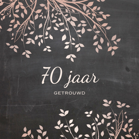 Uitnodigingskaart jubileum 70 jaar getrouwd koper tinten