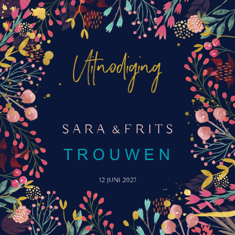 Trouwkaart waterverf bloemenkaart botanisch