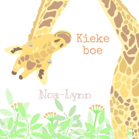 Geboortekaartje voor een meisje met vrolijke giraffe