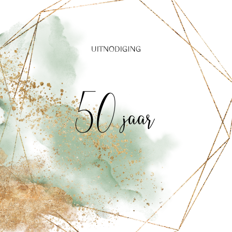 50 jaar jubileum uitnodiging met pastel groen en geometrische vorm
