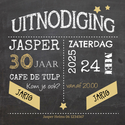 Stoere uitnodiging 30 jaar verjaardag voor een feestje