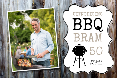 Stoere BBQ uitnodiging 50 jaar met 2 fotokaders