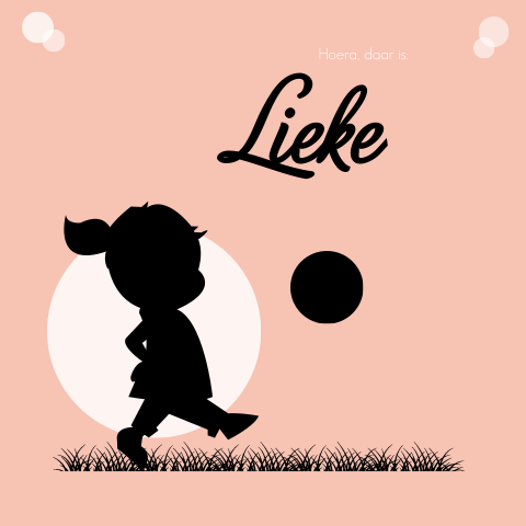 Geboortekaartje meisje voetbal silhouet