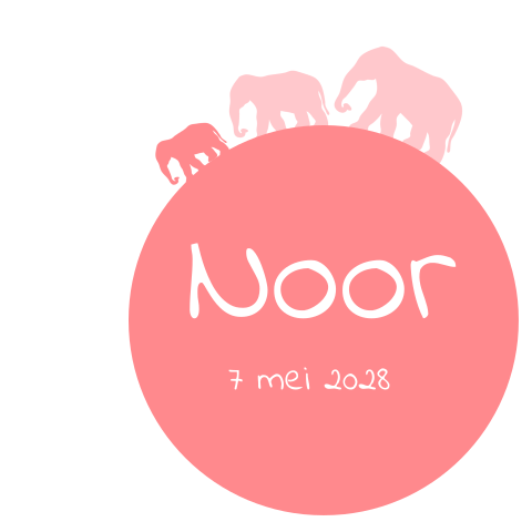 Modern geboortekaartje met olifanten en roze achtergrond
