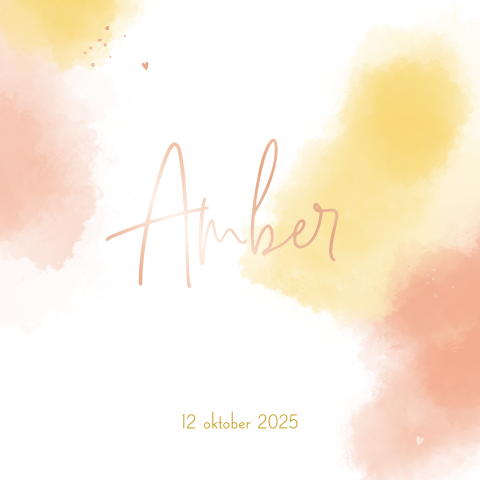 Geboortekaartje meisje aquarel foliedruk