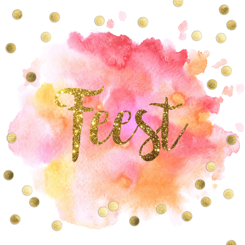 Uitnodiging feest confetti roze goud