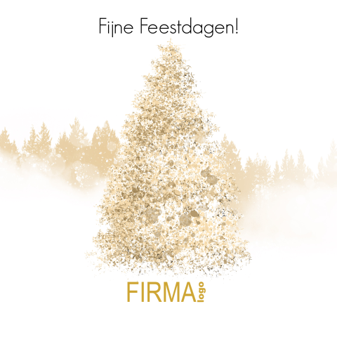 Kerstkaart met goud look kerstboom winter