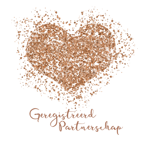 Geregistreerd partnerschap uitnodiging met koper glitters