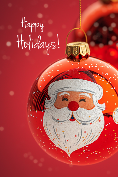 Kerstkaart, Christmas card, santa Christmas bauble