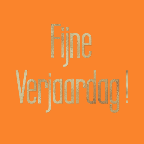 Verjaardags wenskaart fijne verjaardag oranje en goudlook